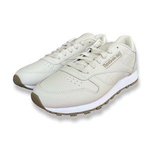 Reebok Womens Ivory DV7103 Classic Leather Low Top Lace Up Running Shoes Sz 8.5